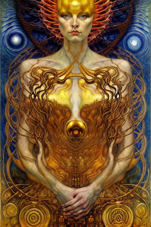 Image similar to Divine Chaos Engine by Karol Bak, Jean Delville, William Blake, Gustav Klimt, and Vincent Van Gogh, symbolist, visionary