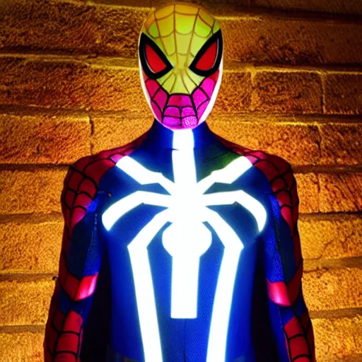 Image similar to photo of cyber spiderman with leds