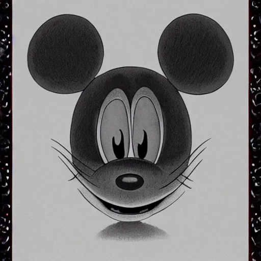 Image similar to front view of a demonic mickey mouse with compound eyes, symmetrical, photo by jean - baptiste monge!!!!!!!!!!!!!!!!!!!!!!!!!!!