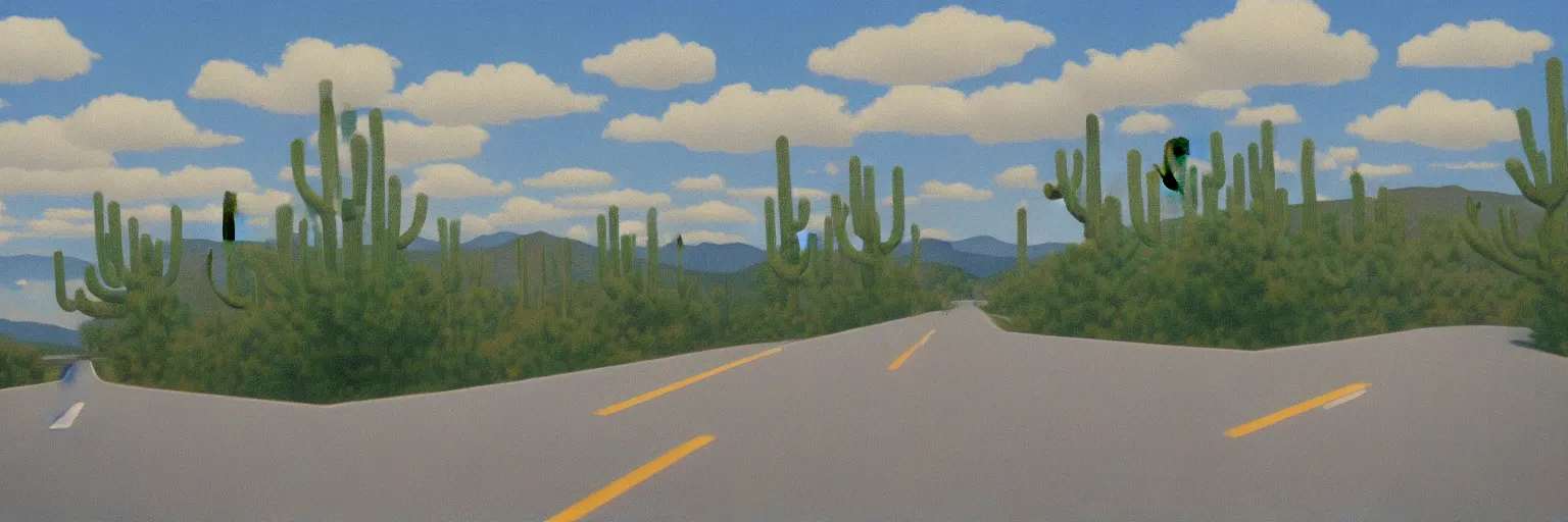 Prompt: arizona highway painting magritte