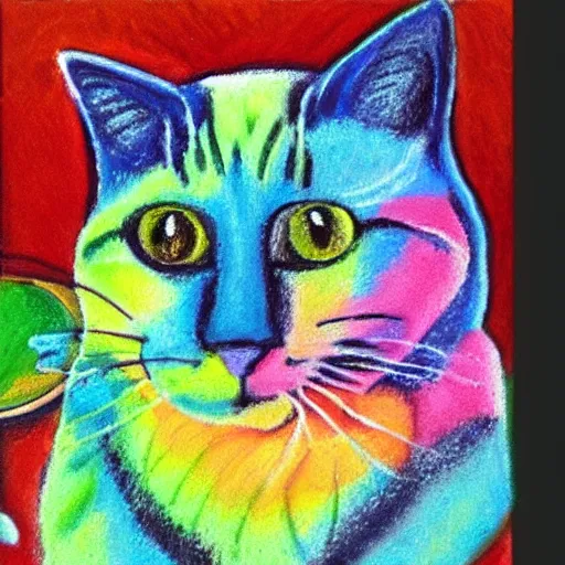 Image similar to happy cat using pastel painting