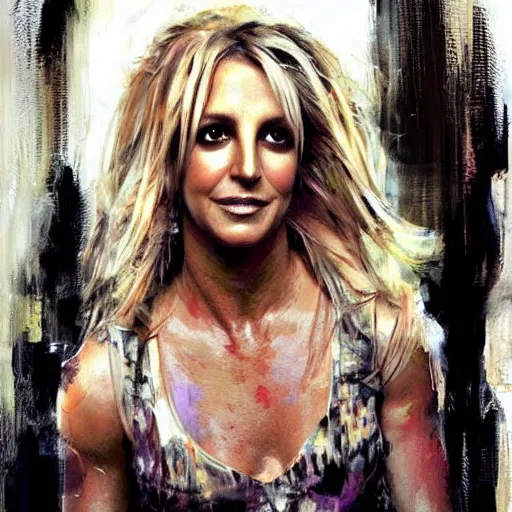 Image similar to britney spears and lisa edelstein morphed together, hybrid, jeremy mann painting