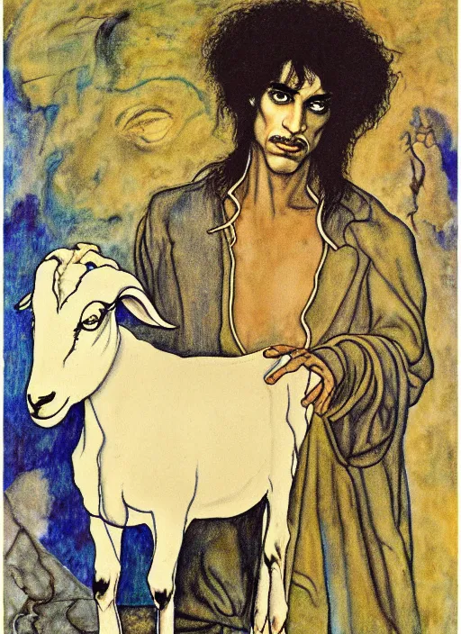 Prompt: prince and a goat, by austin osman spare, high resolution