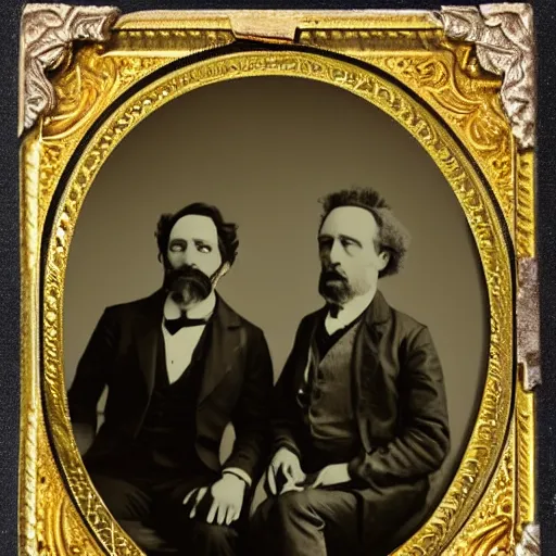 Image similar to photo of rick and morty, in 1 8 8 0 s tintype style.