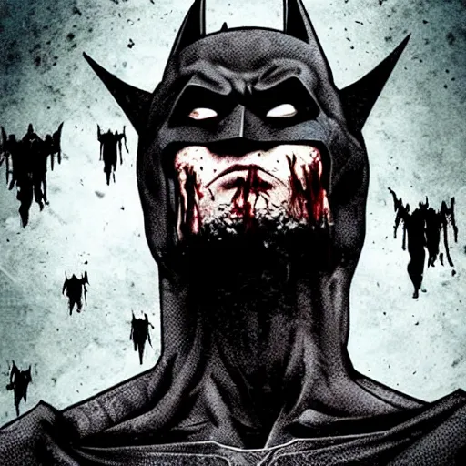 Prompt: Batman as a zombie!!!, movie still, zombified, zombie, movie, cinematic, poster, wide shot