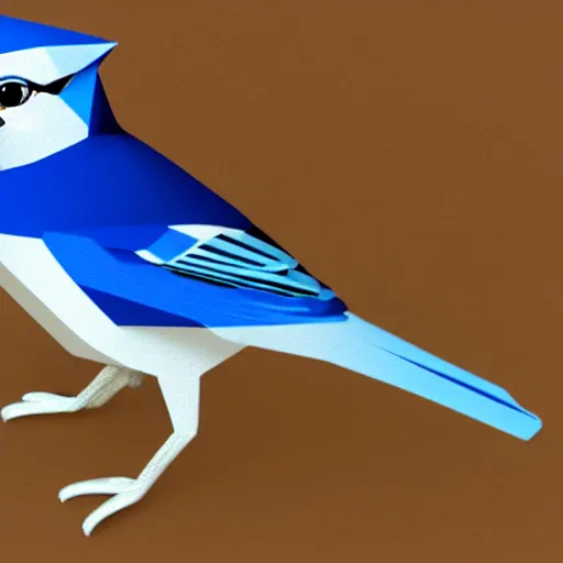 Prompt: Low polygon render of a blue jay on a white background, isometric 3d, ultra HD