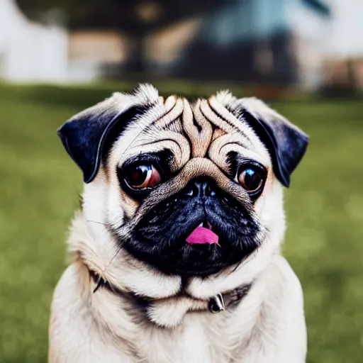 Image similar to photo of pug with pog face poggers