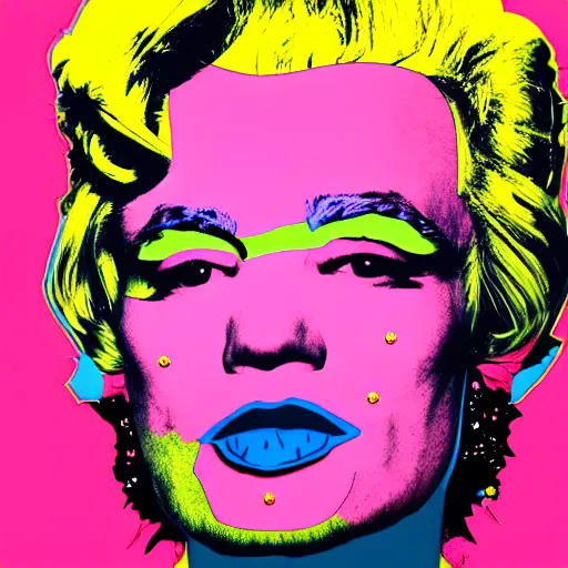 Image similar to An extremely psychedelic portrait of Andy Warhol wearing a crown, surreal, LSD, face, detailed, intricate, elegant, lithe, highly detailed, digital painting, artstation, concept art, smooth, sharp focus, illustration