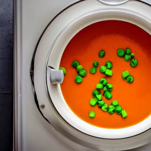 Image similar to carrot and pea soup in a washing machine