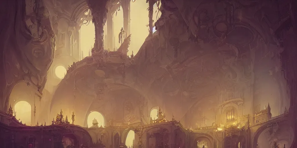 Prompt: inside an incredible palace, Peter Mohrbacher, matte painting, artstation