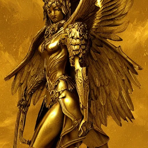 Prompt: Fallen angels in golden armour (Gustav Dore, Artstation, Deviantart)