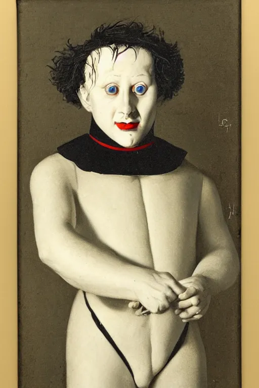 Image similar to realistic portrait of pierrot bolnzes