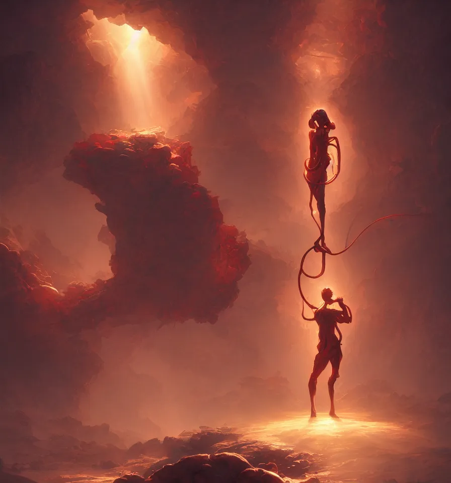 Image similar to person made of blood, incredible lighting, strong rim light, highly detailed, god rays, digital painting, HDRI, by Alvaro Castagnet, Peter Mohrbacher and Dan Mumford, vivid colors, high contrast, 8k resolution, intricate, photorealistic, smooth