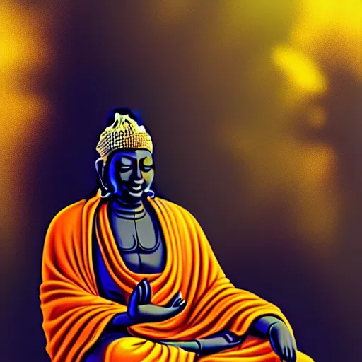 Image similar to contented peaceful nigerian!! buddha, praying meditating, in a scenic environment, detailed, golden hour, realism, artstation trending, digital art