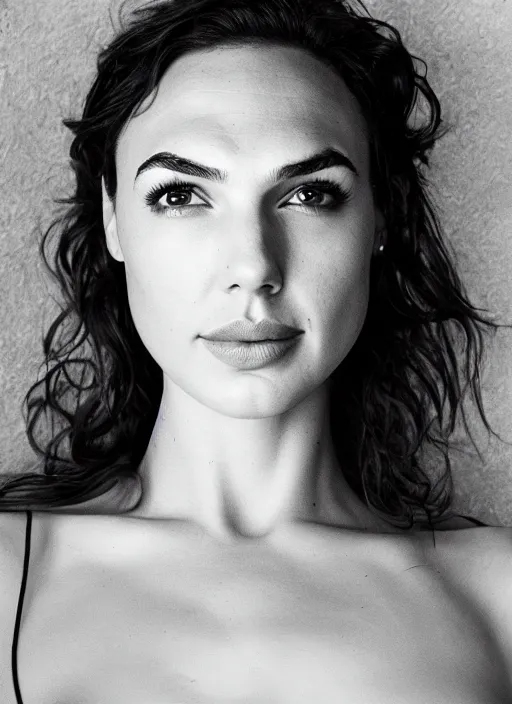 Image similar to portrait of bimbo gal gadot, natural light, detailed face, beautiful features, symmetrical, canon eos c 3 0 0, ƒ 1. 8, 3 5 mm, 8 k, trending on deviantart,