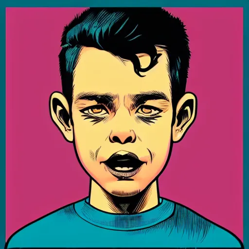 Prompt: illustration of a boy by butcher billy