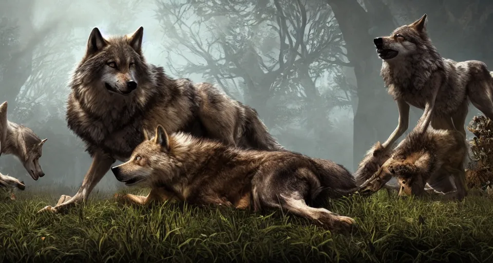 wolves and their treasures. fantasy style, - ultra | Stable Diffusion ...