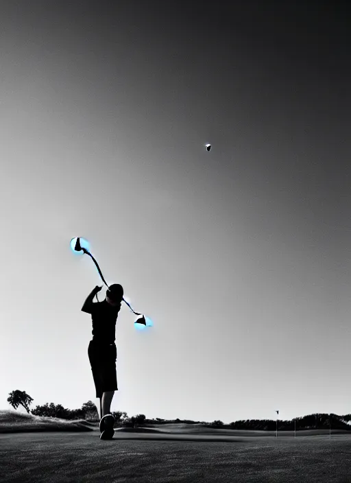 Image similar to golfing black and white portrait white sky in background