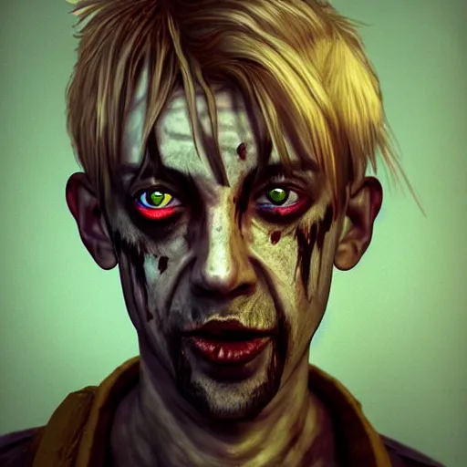 Image similar to portrait of limahl as a zombie with cuts on face, 7 days to die zombie, fine art, award winning, intricate, elegant, sharp focus, cinematic lighting, highly detailed, digital painting, 8 k concept art, art by guweiz and z. w. gu, masterpiece, trending on artstation, 8 k
