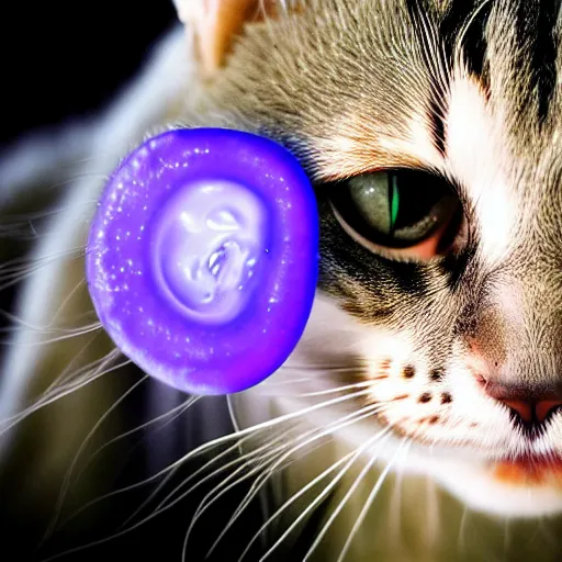Prompt: an feline jellyfish - cat - hybrid, animal photography