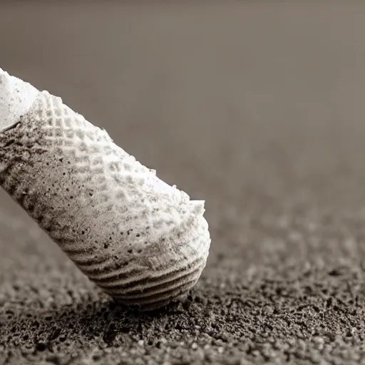 Image similar to detailed photograph of a levitating ice cream cone with hairy, wriggling spider legs protruding below. shallow depth - of - field. moody light.