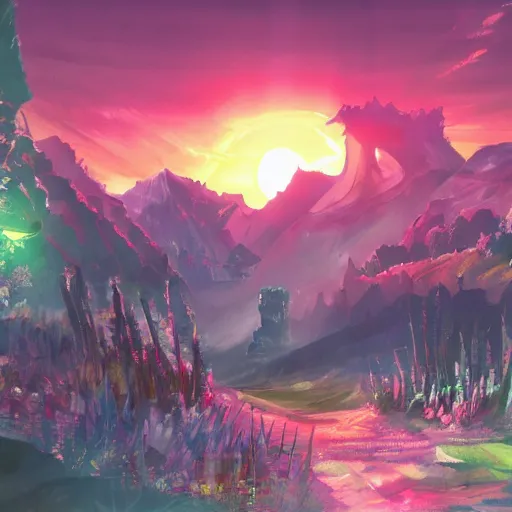 Image similar to Final fantasy landscape in the style of Studio Trigger