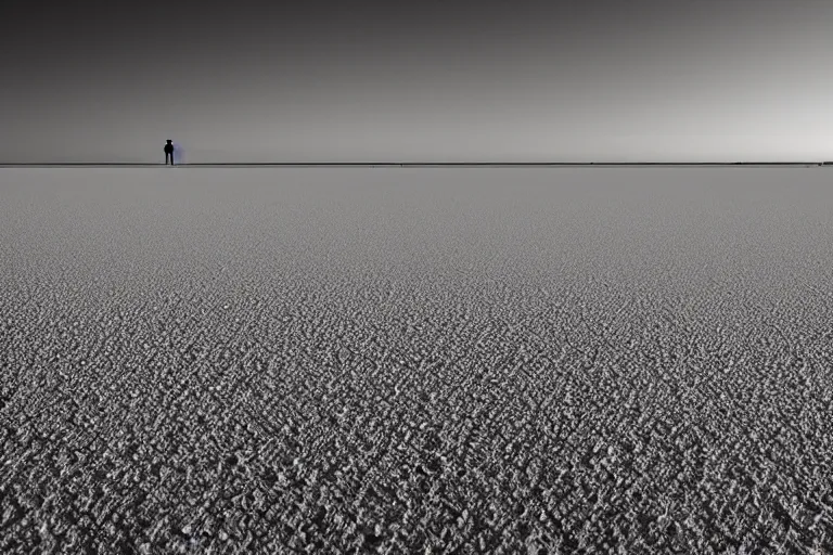 Prompt: endless salt flats, empty, desolate, lonely, wallpaper, night - time.