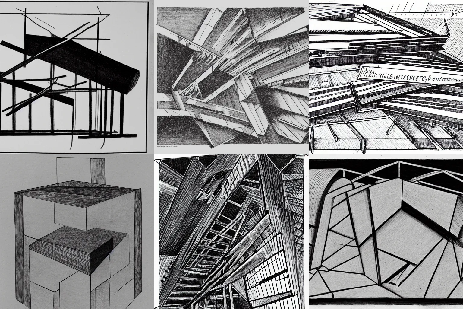 Prompt: things fall apart, a metaphor of the collapse of a physical structure, constructivist drawing