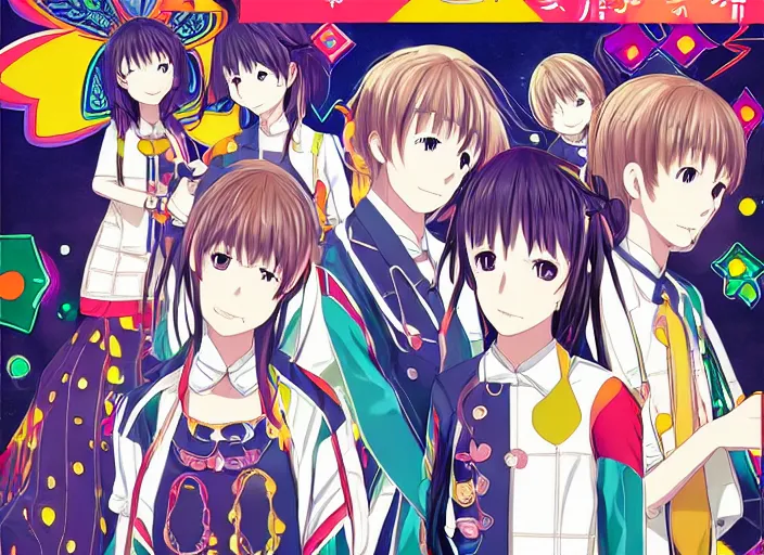 Image similar to rave part. kadokawa light novel, cover ; symmetry ; pattern