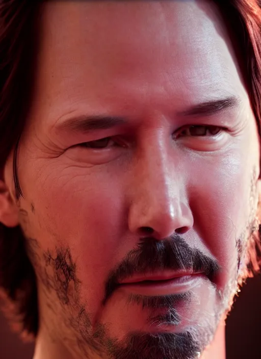 Image similar to close - up keanu reeves as a jedi, a red sand desert, moody lighting, 8 k, shallow depth of field, intricate detail,