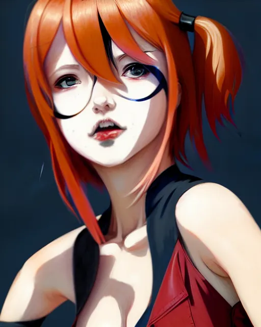 Prompt: portrait Anime as harley-quinn character girl cute-fine-face, brown-red-hair pretty face, realistic shaded Perfect face, fine details. Anime. realistic shaded lighting by Ilya Kuvshinov katsuhiro otomo ghost-in-the-shell, magali villeneuve, artgerm, rutkowski, WLOP Jeremy Lipkin and Giuseppe Dangelico Pino and Michael Garmash and Rob Rey