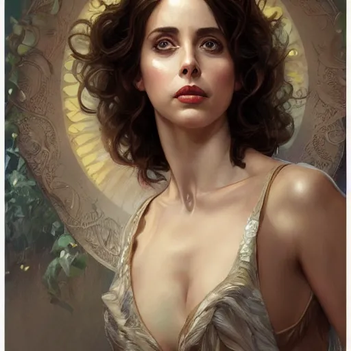 Prompt: ultra realistic illustration, alison brie wearing a curly english mustache, intricate, elegant, highly detailed, digital painting, artstation, concept art, smooth, sharp focus, illustration, art by artgerm and greg rutkowski and alphonse mucha