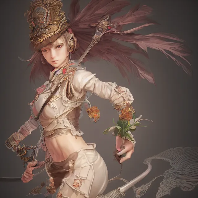 Image similar to studio portrait of neutral good colorful female cleric bard healer as absurdly beautiful, elegant, young skinny gravure idol, ultrafine photorealistic illustration by kim jung gi, irakli nadar, intricate linework, sharp focus, bright colors, octopath traveler, final fantasy, unreal engine highly rendered, global illumination, radiant light, intricate environment