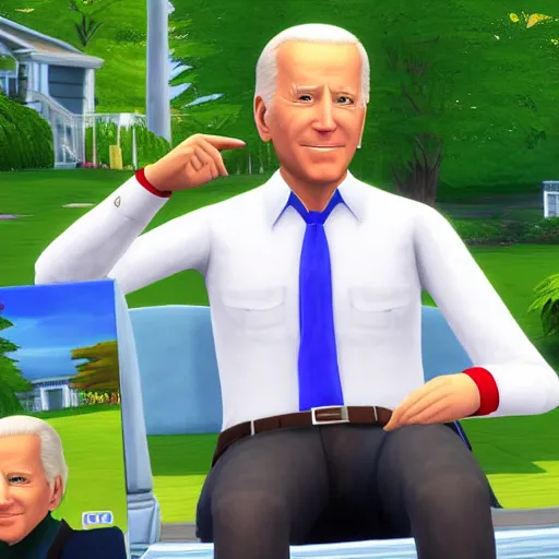 Image similar to joe biden as a sims 4 character