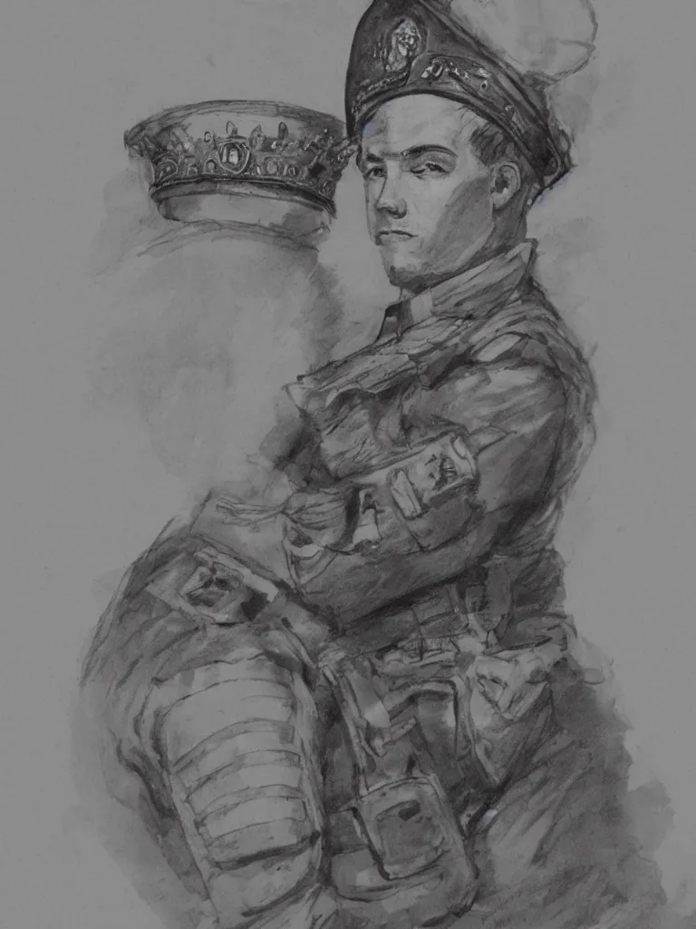 Prompt: portrait of a soldier wearing a crown by michelsngelo