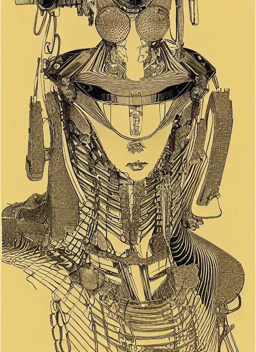 Image similar to 2 d illustration, grained risograph, old wetplate portrait of a futuristic silver armored geisha district 9 cyborg, parallax, fractal, intricate, elegant, highly detailed, subsurface scattering, by jheronimus bosch and moebius louis jacques mande daguerre and szukalski