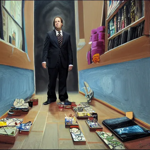 Image similar to Saul Goodman surrounded by feet, painting, gothic