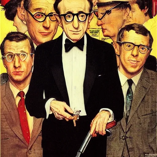 Prompt: “portrait of Woody Allen as James Bond, by Norman Rockwell”
