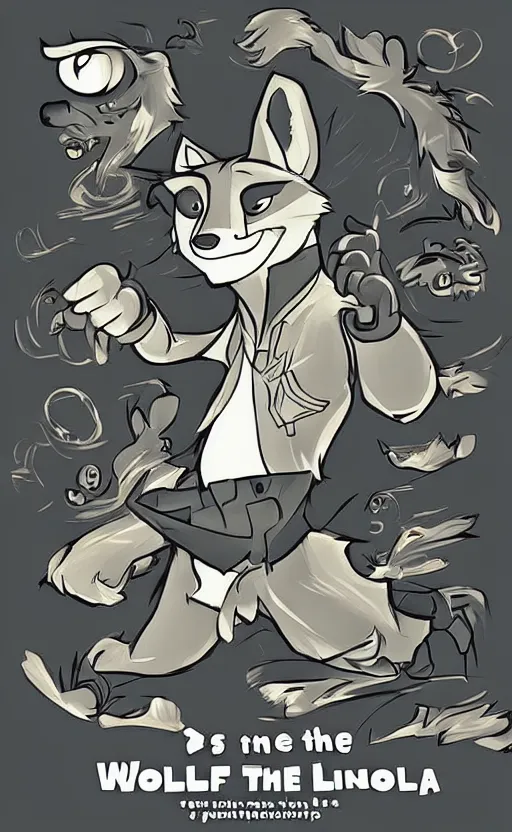 Prompt: “wolf in the style of zootopia in a dark room, dodging lasers, dramatic in the style of zootopia”