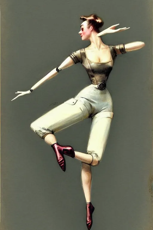 Image similar to ( ( ( ( ( 1 9 5 0 s retro future robot android female dancer. muted colors. ) ) ) ) ) by jean - baptiste monge!!!!!!!!!!!!!!!!!!!!!!!!!!!!!!