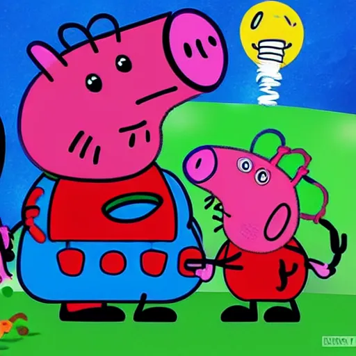 Image similar to a xenomorph in style of peppa pig cartoon,