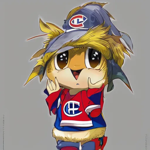 Image similar to anime Portrait of Youppi the Habs Montreal Canadiens Mascot as a very cute powerful and friendly pokemon, highly detailed anime, high evolution, 1990s, legendary, smooth, sharp focus, dynamic lighting, intricate, trending on ArtStation, illustration pokemon, art by WLOP