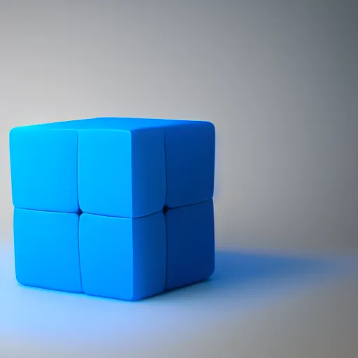 Image similar to single blue cube, studio light, octane render