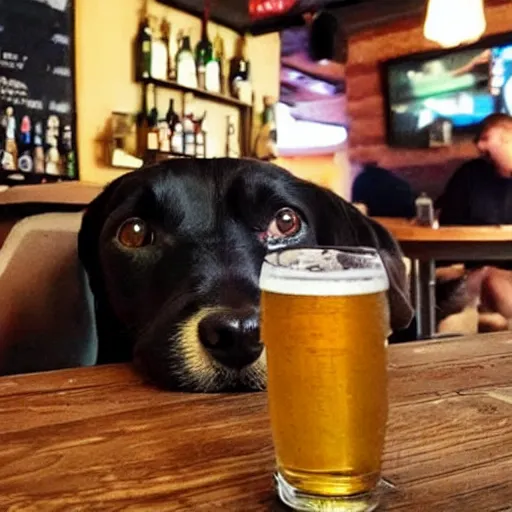 Image similar to dog drinks beer in the bar in germany