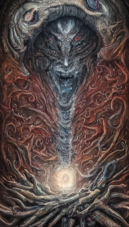 Prompt: a storm vortex made of many demonic eyes and teeth, by android jones,