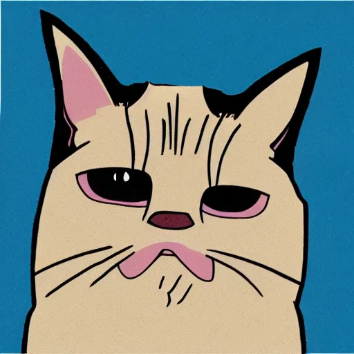 Image similar to cartoon illustration of a grumpy cat