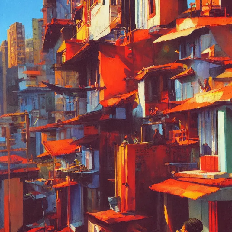 Image similar to shiva in honk kong slums, , painted by Edward Hopper, painted by James Gilleard, airbrush