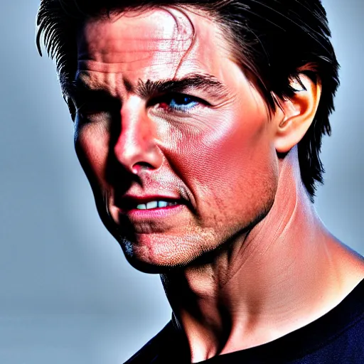 Prompt: A badass portrait photo of tom cruise Based upon the popular DC character, award winning photography, sigma 85mm Lens F/1.4, blurred background, perfect faces