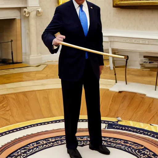 Image similar to Joe Biden holding a katana preparing for battle, full body pose, AP photography