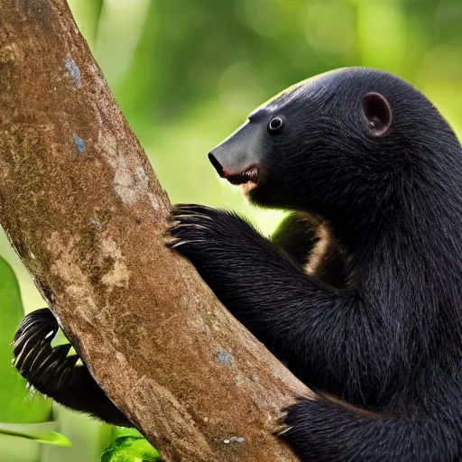 Image similar to photo of malayan sunbear, 4K, Hq, high details, full shot, National Geographic Photo of a Year